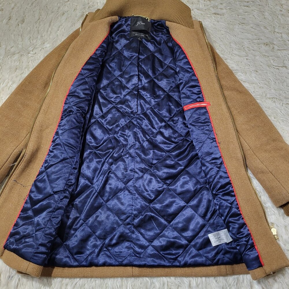 J.Crew Coat Womens 0 Lodge Italian Wool Camel Heather‎ Acorn Zip Up Coat #K0896 - Picture 11 of 16